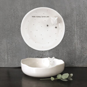 East of India Ceramic Bunny Dish 'Some Bunny Loves You'
