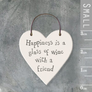 East of India Small Wooden Heart Happiness is a Glass of Wine...
