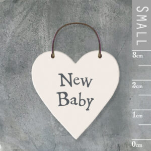 East of India Small Wooden Heart New Baby