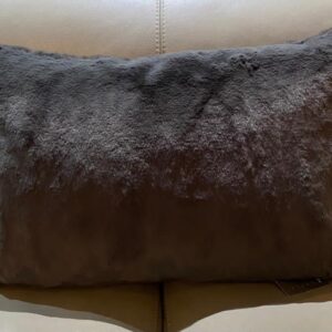 Chalk faux fur cushion- charcoal grey 60x40