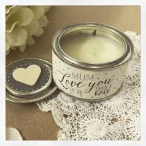 East of India tin candle 'love you to the moon and back'