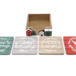 Set of 4 Christmas Houses Coasters