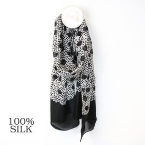 POM 100% Silk Black Pattern Scarf