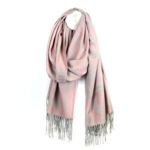 Pom Pink Jacquard Reversible pink heart scarf
