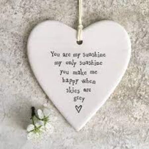 East Of India "You are my sunshine" Heart Decoration