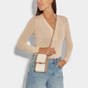 Katie Loxton Amalfi Canvas Cell Bag in Off White/Soft Tan