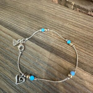 Aviv Sterling Silver Bracelet with Delicate Opal and Gold Beads