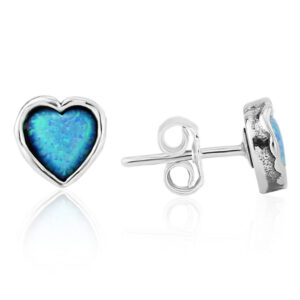 Aviv Sterling Silver Large Heart Shape Opal Studs
