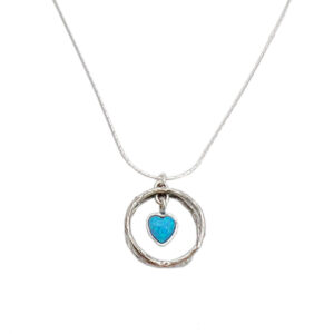 Aviv Sterling Silver Pendant With Opal Heart set in silver Circle
