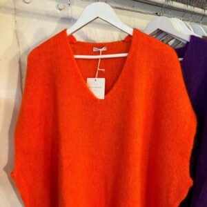 Mohair v neck sleeveless jumper in orange