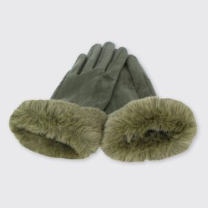 Dora Gloves With Fur Edge - Green
