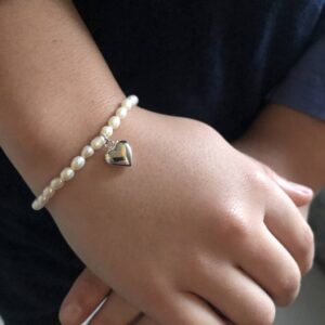 Tales From The Earth Girls Pearl Bracelet with Sterling Silver Heart