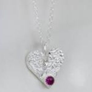 Lucy kemp heart necklace with red stone