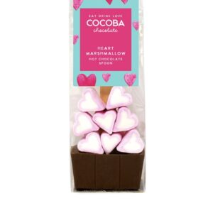 Cocoba milk hot chocolate spoon with heart marshmallows