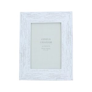 Gisela Graham White Wash Beaded Resin Frame 4 x 6