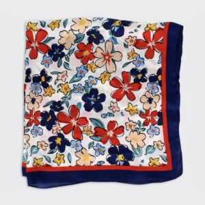 Floral print scarf - Navy/Red