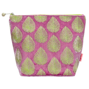 Large Embroidered Leaf Cosmetic Bag