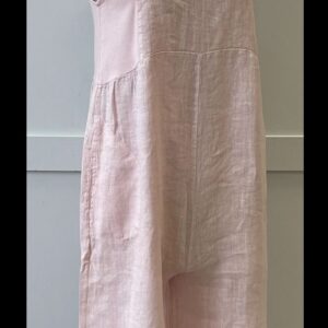 Linen Dungarees in Baby Pink