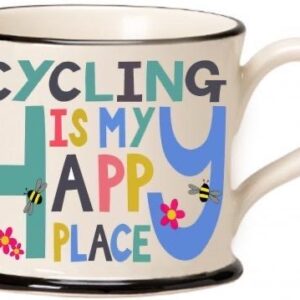 moorland pottery - cycling is my happy place mug