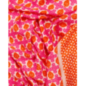 Mixed Print Tassel Scarf Orange/Pink