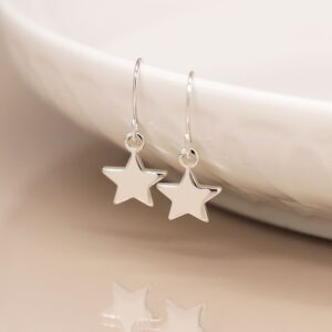 Pom Silver Plated Star Drop Earings