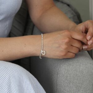 Pom Silver Plated Crystal Edged Heart Bracelet