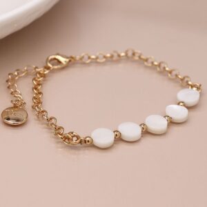 Pom Golden Chain and Pearls Disc Bracelet