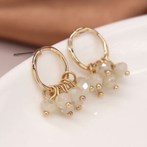 Pom Golden Hoop and Crystal Bead Cluster Stud Earings