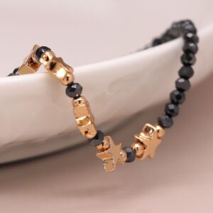 Pom Midnight Bead Bracelet with Faux Gold Stars