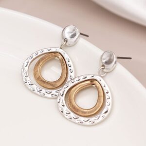 Pom Silver Plated and Double Tear Drop Stud Earings