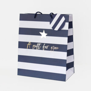 Portrait Gift Bag "A Gift For You" Blue Stripe