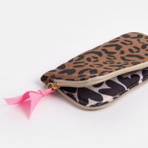 Caroline Gardner Brown Leopard Print Padded Zip Glasses Pouch