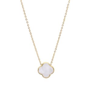 White Leaf Clover Necklace