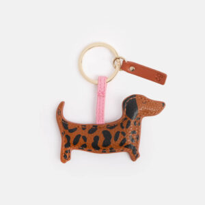 Frank Sausage Dog KeyRing in Tan Leopard Design