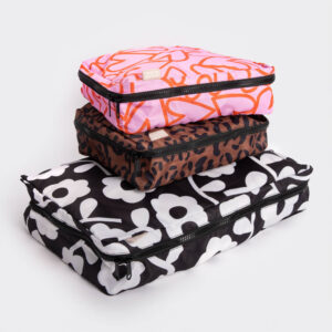 Caroline Gardner Flower/Leopard/Hearts Set of 3 Packing Cubes