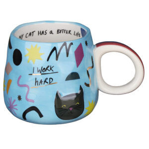 Small Talk "I Work Hard" Cat Cup