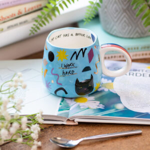 Small Talk "I Work Hard" Cat Cup