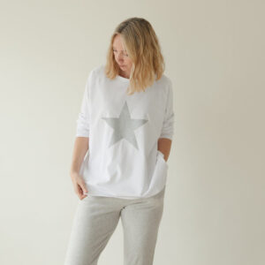 Chalk Robyn/ White/Christmas Star/ Metallic Silver/ Giant