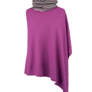 Classic Cashmere Blend Poncho/Magenta