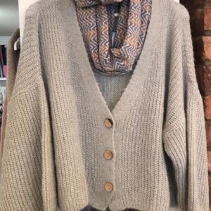 Mohair Blend Cardi/Silver Grey