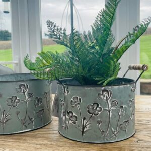 Round Planters With Handles in Cosmos Grey