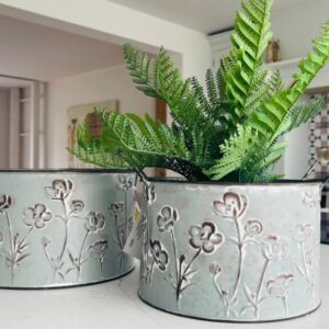 Round Planters With Handles in Cosmos Grey