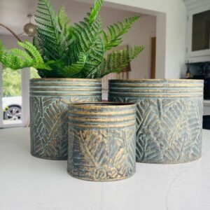 Planters /Palm Leaf Bronze/ set of 3