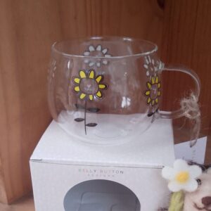 Belly Button Glass Mug/ Sunflowers