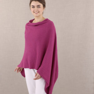 Classic Cashmere Blend Poncho/Magenta