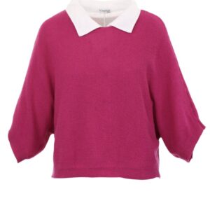 Cashmere Blend Boat Neck Tunic/ Fushia