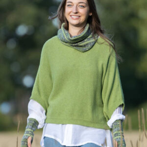 Cashmere Blend Boat Neck Tunic/ Verdant Green