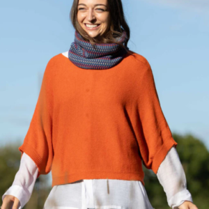 Cashmere Blend Boat Neck Tunic/ Burnt Orange