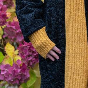 Recycled Mix Fingerless Mittens /Mustard