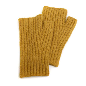 Recycled Mix Fingerless Mittens /Mustard